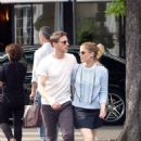 Kate Mara in Mini skirt with Jamie Bell out in Paris