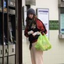 Lily Cole and her mother Patience Owen are seen heading home after buying groceries in Budgens