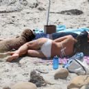 Jordana Brewster – In a white scalloped bikini on the beach in Santa Monica - 454 x 321