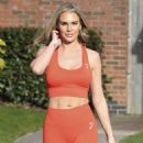 Danielle Lloyd – Rocks in red gym gear leaving her home in Birmingham - 454 x 594