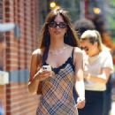 Emily Ratajkowski – In a plaid dress while out in the West Village – New York - 454 x 681