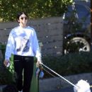 Lucy Hale – Walking her two dogs Elvis and Ethel in Hollywood Hills