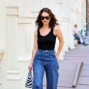 Lily James – In a black tank top and jeans in New York - 454 x 681