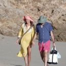 Paulina Porizkova – With boyfriend Jeff Greenstein seen on a Caribbean beach in St Barts - 454 x 573