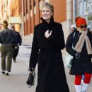 Robin Wright – In a black trench coat and knee long boots in New York - 454 x 678