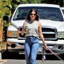 Lucy Hale – out for a dog walk in Los Angeles
