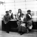 Emporer Nicholas II of Russia with his daughters Tatiana, Maria, Olga and Anastasia Nikolaevna of Russia aboard the Imperial yacht Standart. - 454 x 424