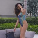 Rebecca Scott in Colorful Bikini at her luxury hotel in Miami