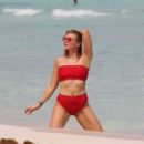 Grace Levy in Red Bikini on the beach in Tulum - 454 x 376