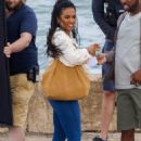 Lily Allen – With Freema Agyeman on set of Dreamland in Margate - 454 x 681