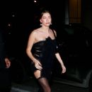Hailey Bieber – In all black arriving at Lori Harvey’s 26th birthday party in West Hollywood
