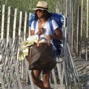 Solange Knowles in Denim Shorts at the Beach in The Hamptons - 454 x 557