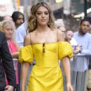 Sistine Stallone in Yellow Dress – Arrives to Good Morning America in NY