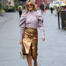 Ashley Roberts – In a metallic gold skirt and ruffle blouse at Heart radio in London