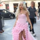 Saffron Barker – Seen in pink at the Barbie Movie Premiere in London