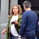 Angela Griffin – Wearing long green coat while walking in Hampstead - 454 x 672
