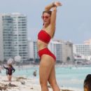Grace Levy in Red Bikini on the beach in Tulum - 454 x 619