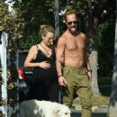 Becki Newton – With shirtless Chris Diamantopoulos with their dog in Los Angeles