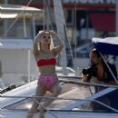 Sophie Hermann – In a red and cherry bikini in Ibiza - 454 x 610