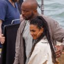 Lily Allen – With Freema Agyeman on set of Dreamland in Margate - 454 x 681