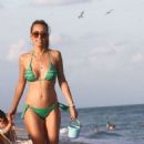 Annemarie Carpendale in Green Bikini at the beach in Miami