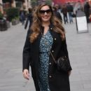 Kelly Brook – In a blue dress at Heart radio in London