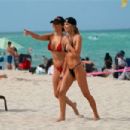 Celeste Bright – in a black bikini at the beach in Miami - 454 x 302
