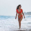 Arianny Celeste in Red Bikini on the beach in Tulum - 454 x 303