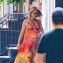 Claire Danes – In a colorful dress out in New York