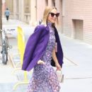 Kristen Bell – Wearing a floral print dress in NY