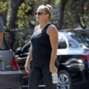 Nicole Eggert hiking at Fryman Canyon in LA