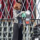Kate Mara – In a patterned floral jacket and black pants in Los Angeles