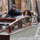 Tina Kunakey – With Vincent Cassel in Venice - 454 x 313
