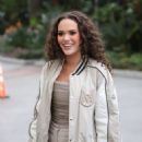Madison Pettis – Arrives in style at Lakers game in light beige ensemble in LA