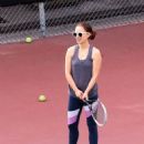 Natalie Portman: working on her skills with a friend at a court in Los Angeles