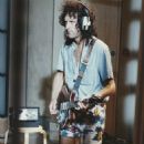 Brian May of Queen and Pink Floyd's David Gilmour recording for the so-called ′′ Rock Aid Armenia ′′ over the earthquake in Armenia at Metropolis Studios in Chiswick, London, July 8, 1989 - 454 x 682