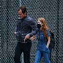 Jessica Chastain – In a denim jumpsuit with Michael Shannon out in New York - 454 x 681