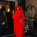 Teyana Taylor – In a huge red Balenciaga robe at the Mark hotel in New York - 454 x 681