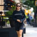 Suki Waterhouse &#8211; In denim shorts on a stroll in New York
