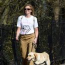 Jane Danson – stroll with her Labrador dog in the Cheshire sunshine - 454 x 593
