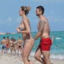 Aferdita Dreshaj in Bikini on the beach in Miami - 454 x 684
