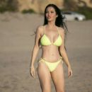 Claudia Alende in Yellow Bikini on the beach in Los Angeles - 454 x 681