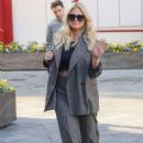 Emily Atack – In a grey trouser suit at Heart radio in London