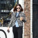 Kate Mara – In a patterned floral jacket and black pants in Los Angeles