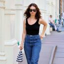 Lily James – In a black tank top and jeans in New York - 454 x 681