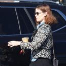 Kate Mara – In a patterned floral jacket and black pants in Los Angeles