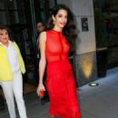 Amal Clooney – In red dress with her mother Baria Alamuddin at The Whitby Hotel in NYC - 454 x 681