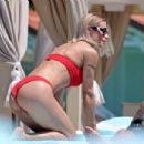 Michelle Hunziker – Seen in Red Bikini at Alpemare Beach in Forte Dei Marmi, Italy - 454 x 303