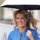 Charlotte Hawkins – Wearing a denim belted jumpsuit ona  rain day in London - 454 x 655
