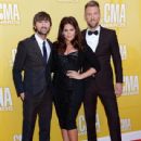 Dave Haywood, Hillary Scott and Charles Kelley of Lady Antebellum arrive at the 46th annual Country Music Awards